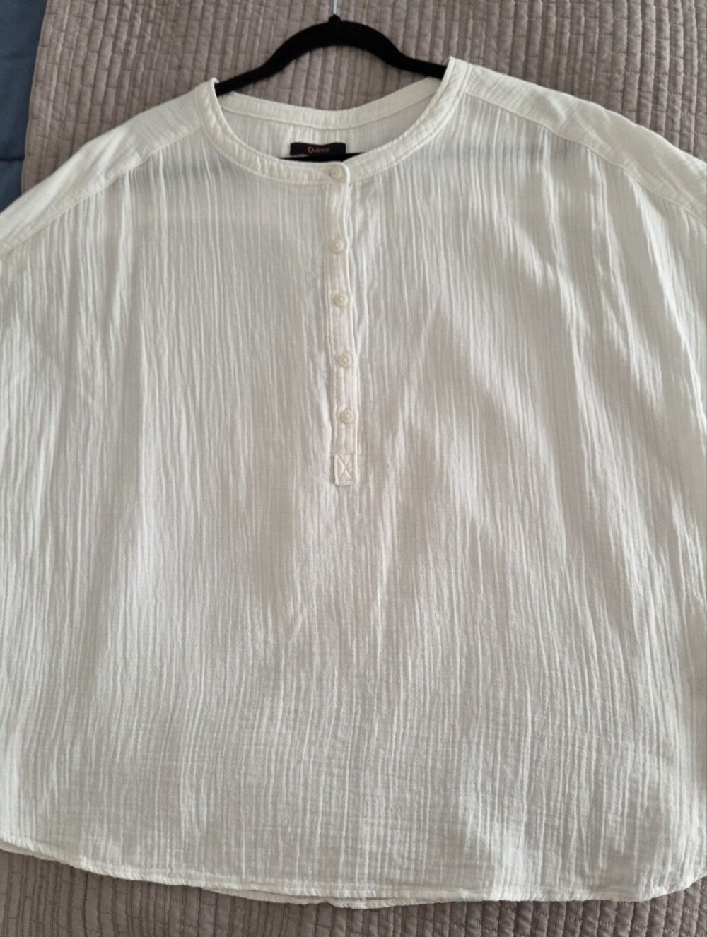 Quince Organic Cotton  White Gauze Popover Top Plus 2x